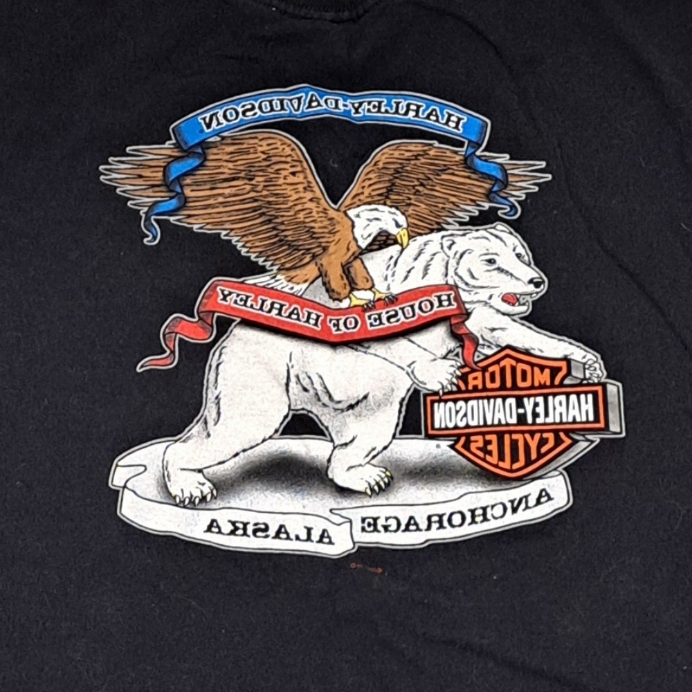 Harley-Davidson Black T-Shirt with Eagle and Bear Design